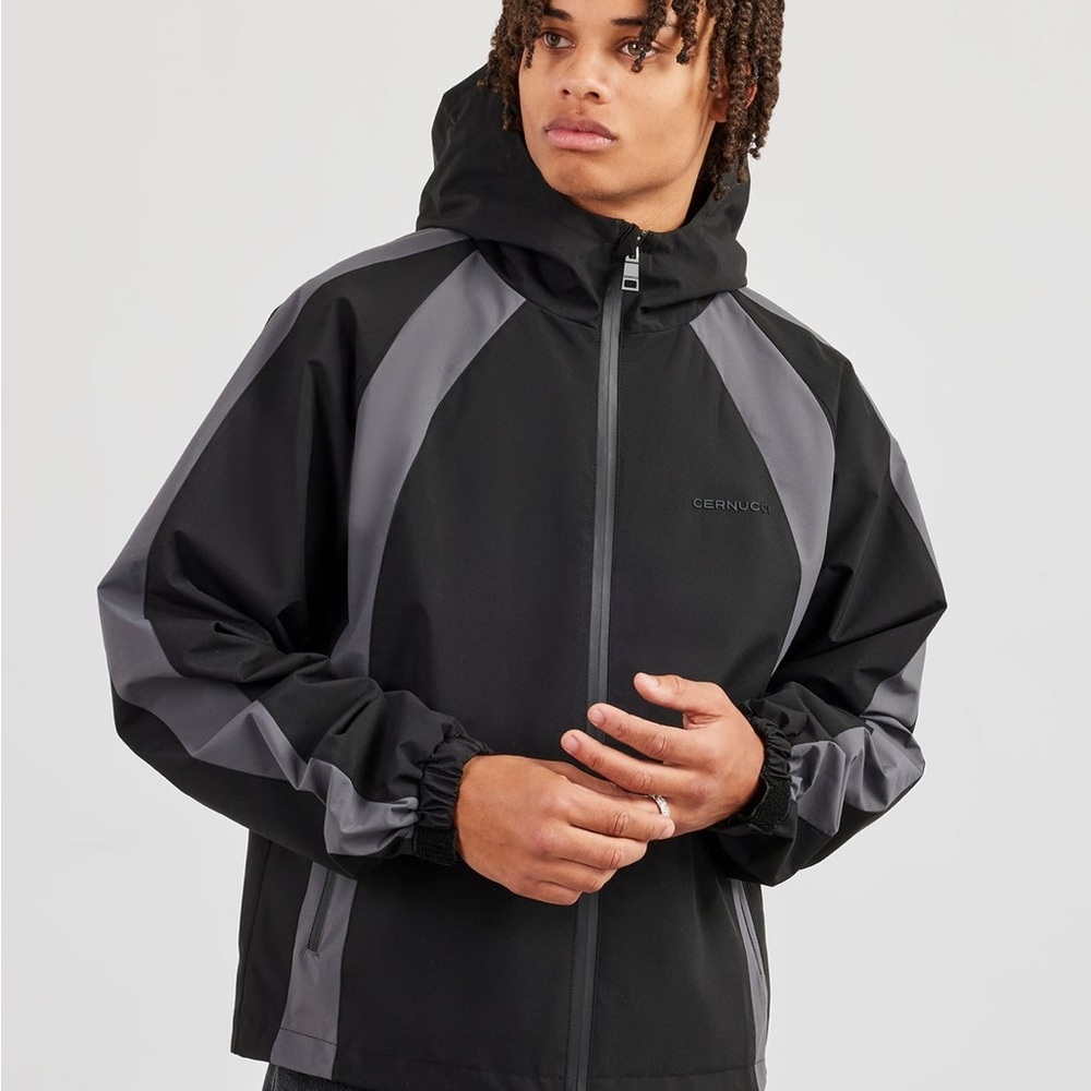 Cernucci NYLON TRACK JACKET WITH PANELS - BLACK